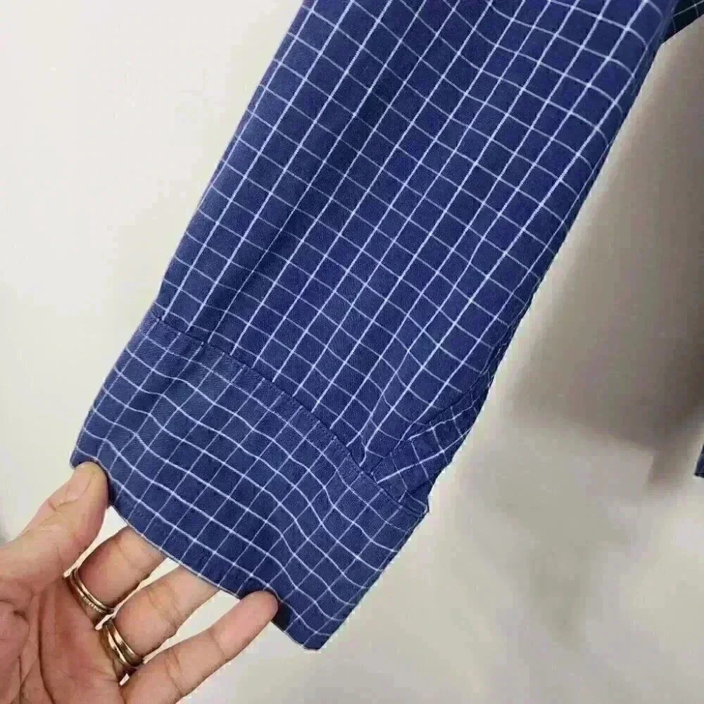 💥   cotton Tailored Fit Checkered Button Down Casual Men's Shirt L